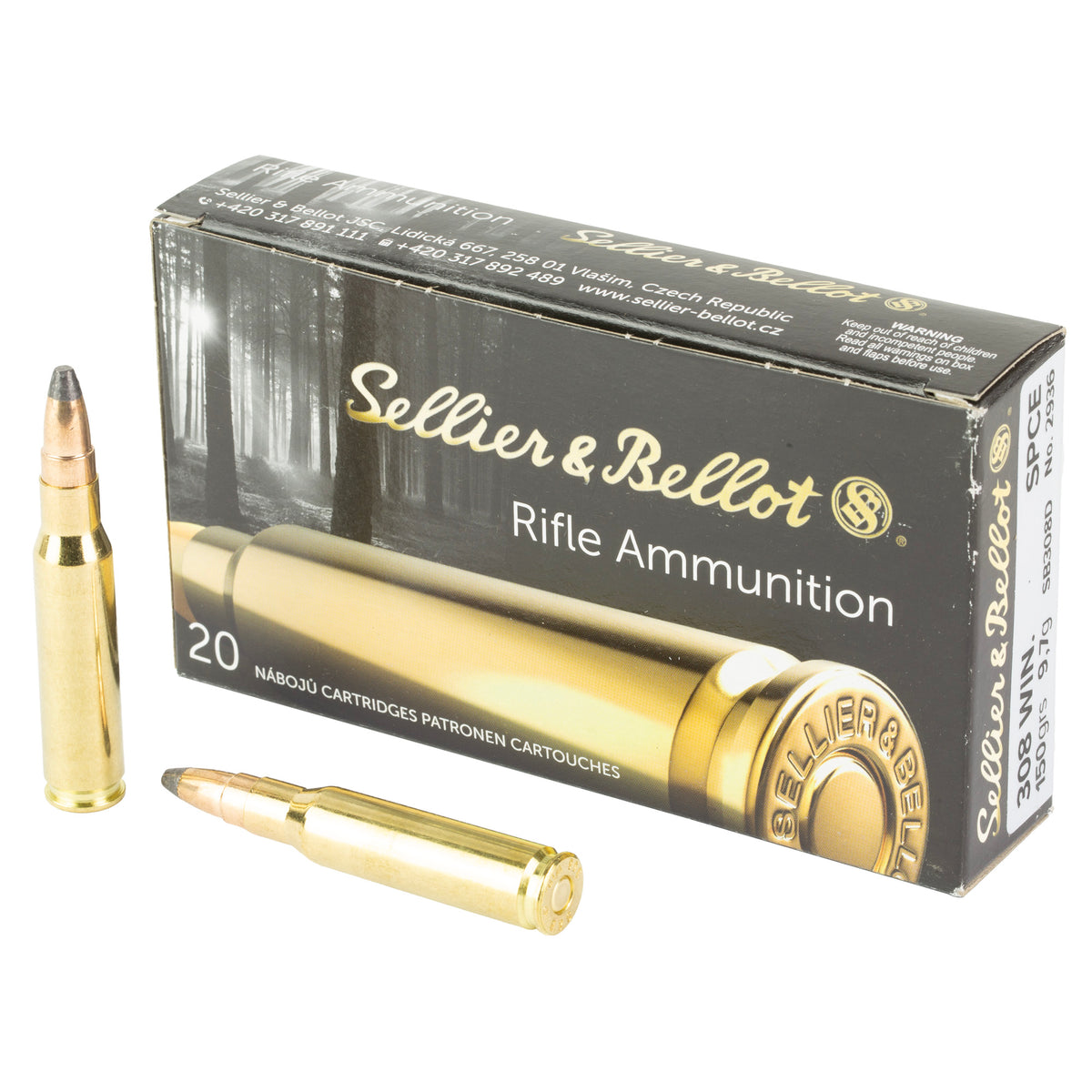 Sellier & Bellot (S&B) SB308D  Soft Point Cut Through Edge  150 Grain .308 Win / 7.62x51mm