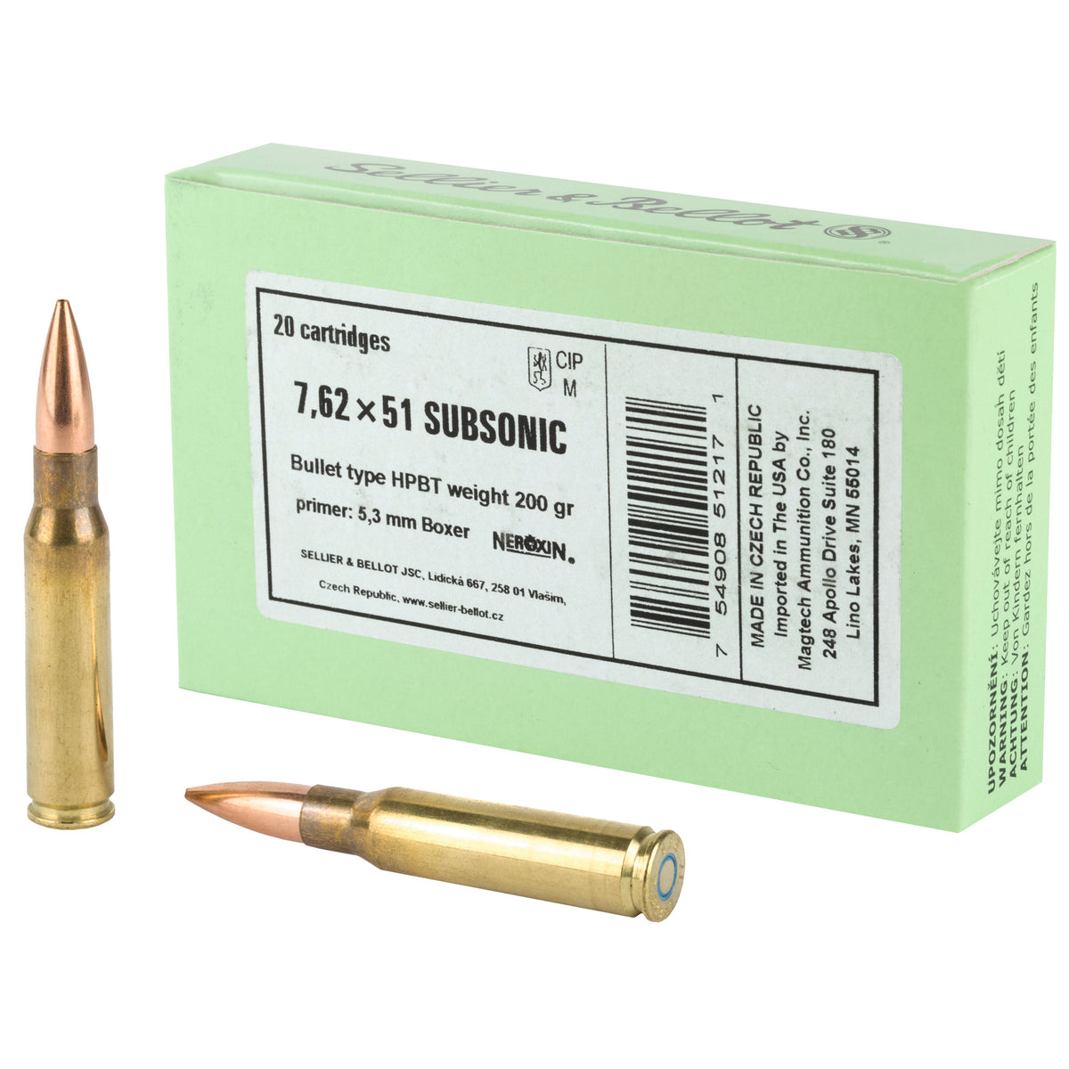 Sellier and Bellot Match .308 Win / 7.62x51mm 200 gr BTHP ammo