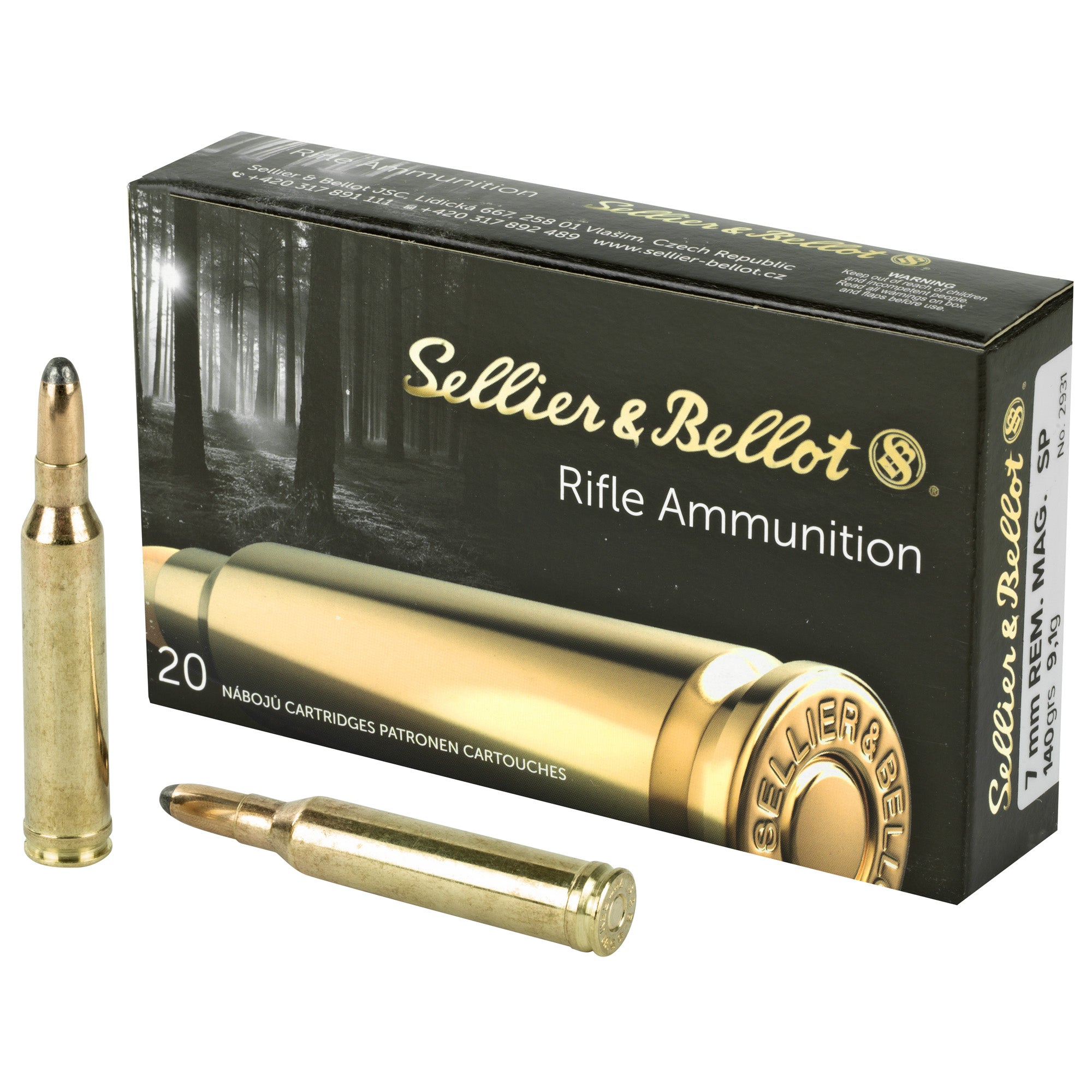 Sellier & Bellot (S&B) SB7B  Soft Point SP 140 Grain 7mm Remington Mag