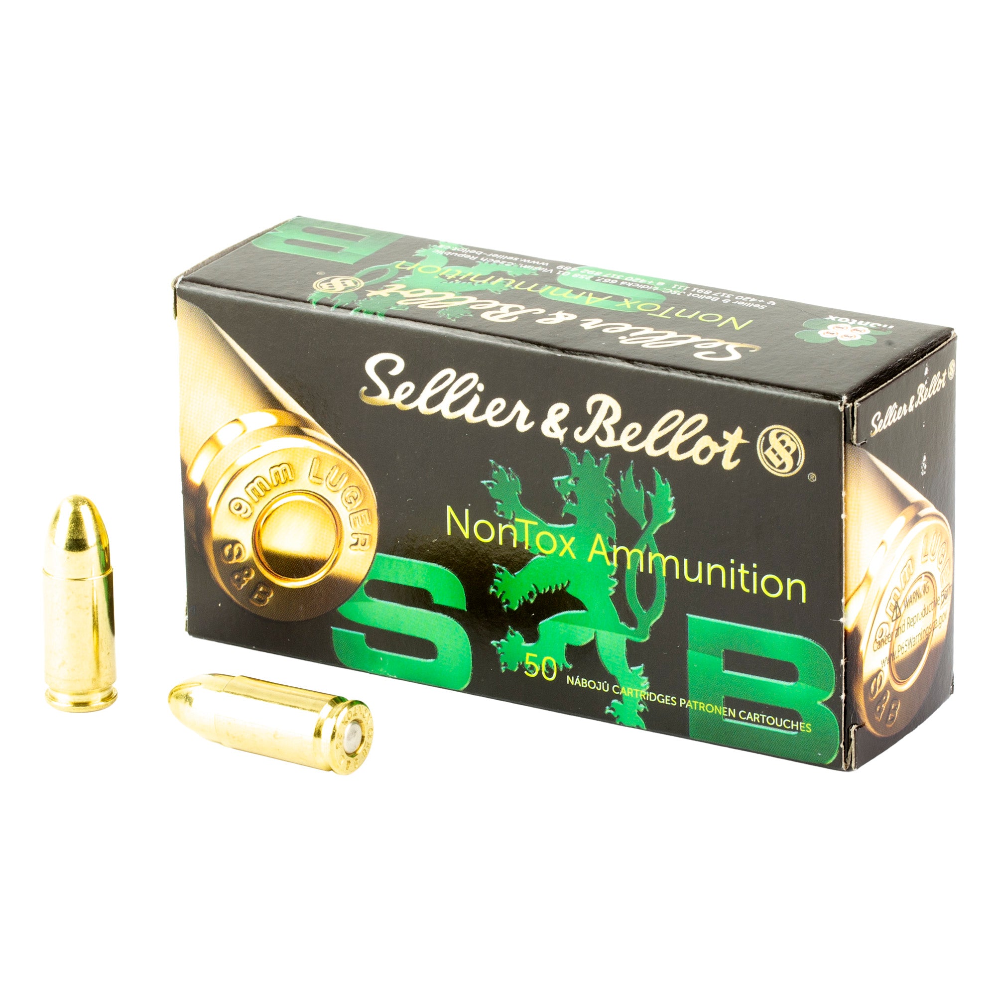 Sellier and Bellot NonTox 9mm Luger / Parabellum 115 gr FMJ ammo