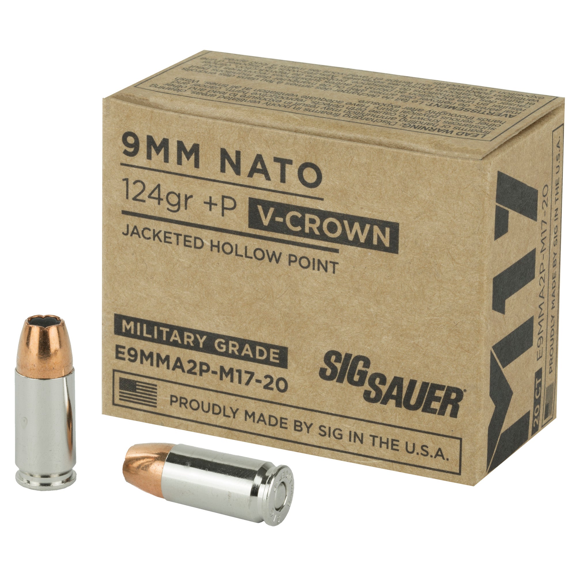 Sig Sauer Military Grade M17 V-Crown + P 9mm Luger / Parabellum 124 gr JHP ammo