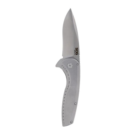 SOG Aegis FLK 2.0 Folding Knife 3.25" Drop Point Blade Silver