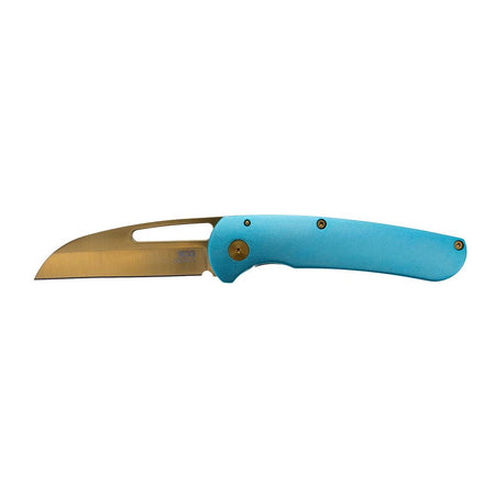 SOG Escape FL Folding Knife 3" Sheepsfoot Blade Blue and Gold