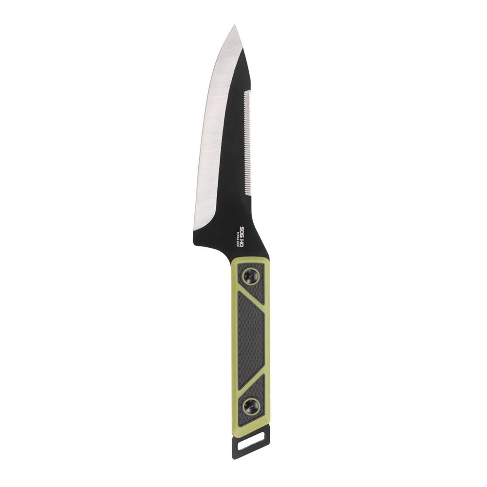 SOG TerraGrip Camp Knife 6-7/10" Drop Point Blade Black Green Full Tang