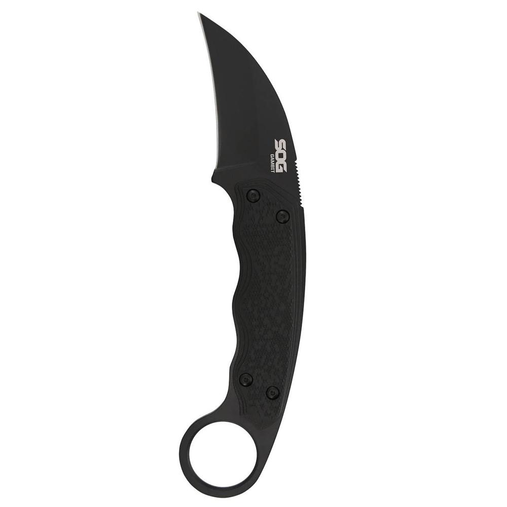 SOG Gambit Blackout Fixed Blade Knife 2.6" Sheepsfoot Black