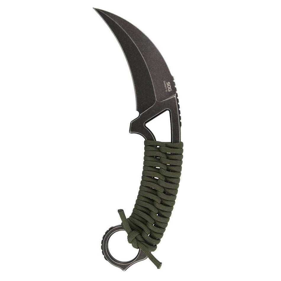 SOG Gambit XL Fixed Blade Knife 4" Karambit OD Green
