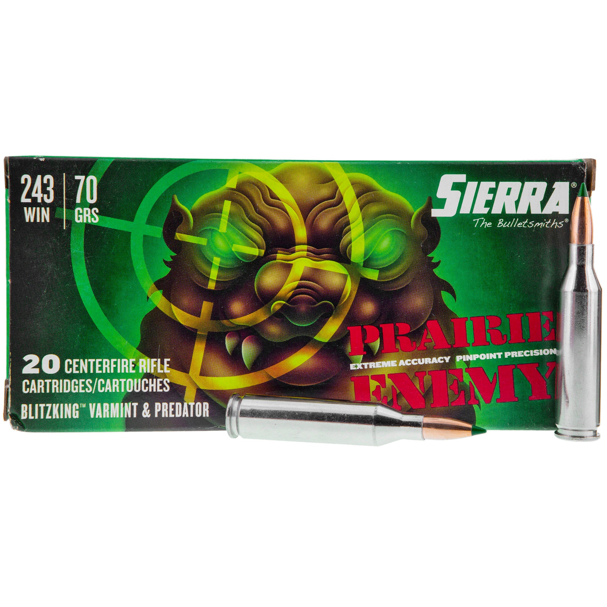Sierra A150702 Prairie Enemy Sierra BlitzKing  70 Grain .243 Winchester