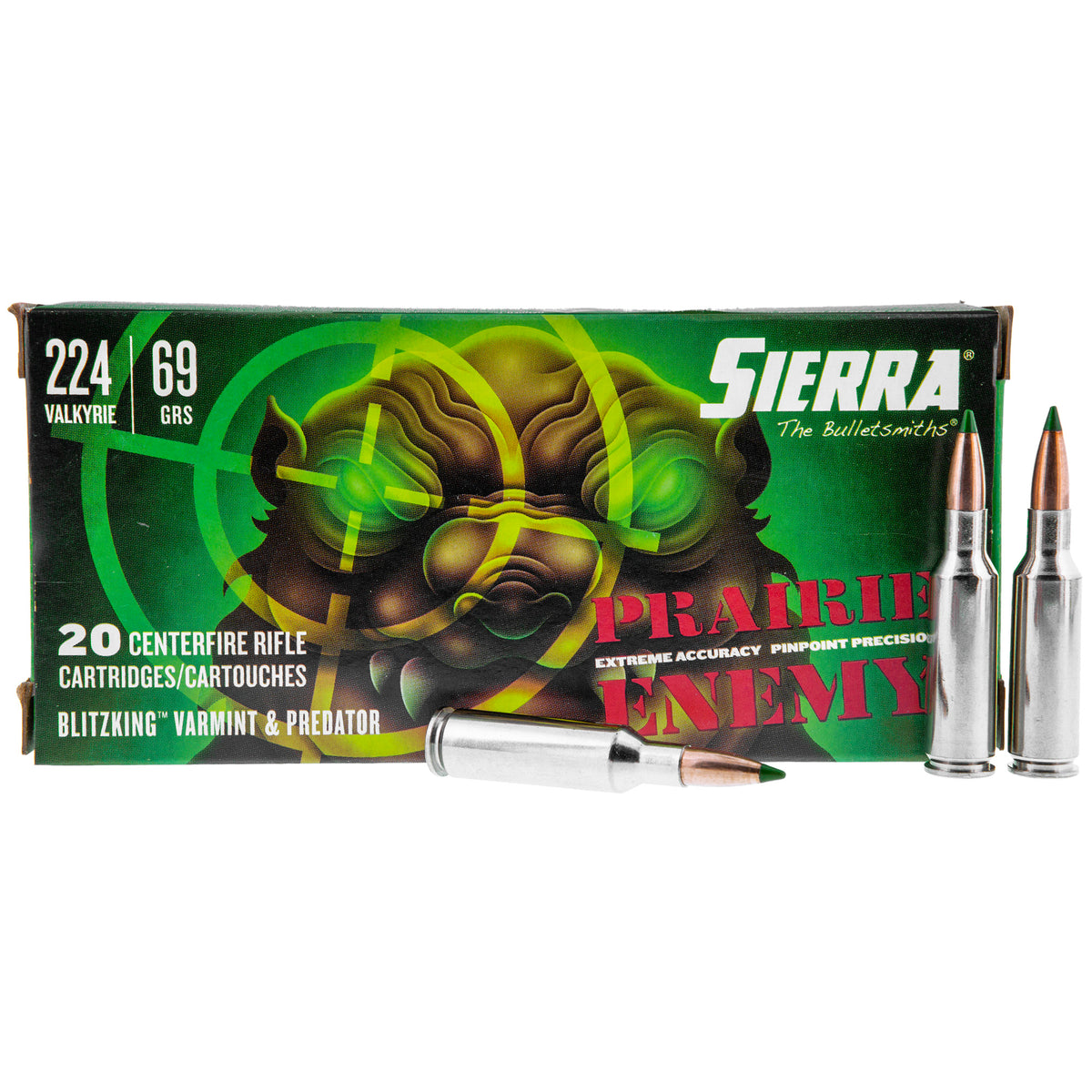 Sierra A717112 Prairie Enemy Sierra BlitzKing  69 Grain .224 Valkyrie