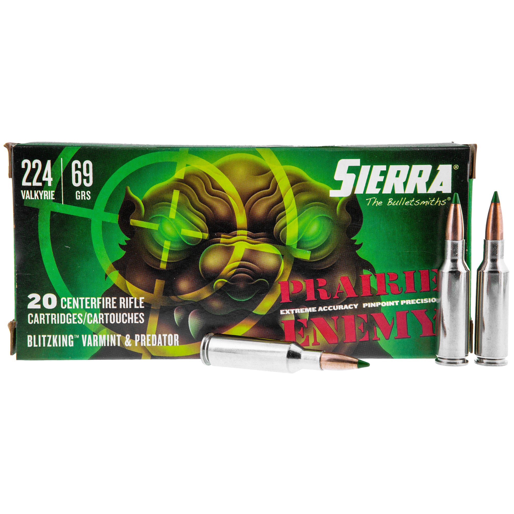 Sierra A717112 Prairie Enemy Sierra BlitzKing  69 Grain .224 Valkyrie