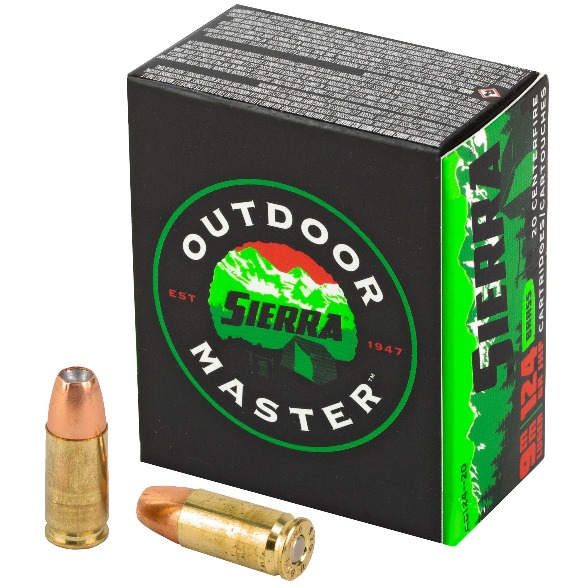 Sierra A812420 Outdoor Master Jacketed Hollow Point JHP 124 Grain 9mm Luger/Parabellum