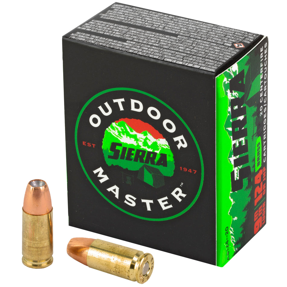 Sierra A812420 Outdoor Master Jacketed Hollow Point JHP 124 Grain 9mm Luger/Parabellum