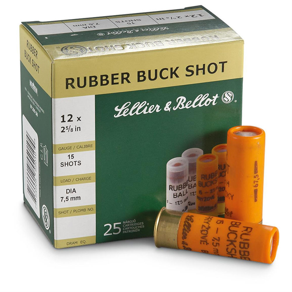 Sellier & Bellot (S&B) SB12RSA Shotgun Rubber Ball 12 Gauge 2.75" 211/16oz 15 Rubber Pellets 1476 fps