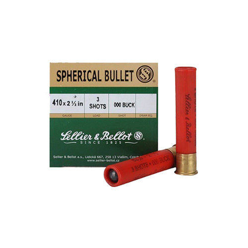 Sellier and Bellot Spherical Bullet Hunting 3 Pellets .410 Bore 2.5 in / 2.5 in 000 Buck 1/2 oz