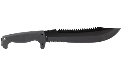 SOG Fusion Jungle Primitive Fixed Blade Knife, 9.5" Partially Serrated Clip Point, Black GRN Handle, 8Cr13MoV Steel with Nylon Sheath