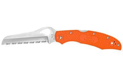 Spyderco Byrd Cara Cara 2 Rescue Folding Knife, 3.91" Blade, Lightweight Orange Handle, Serrated Edge BY17SOR2