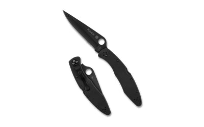 Spyderco Police Folding Knife, 4.2" Drop Point Blade, VG-10 Steel, TiCN Black Finish C07BKP