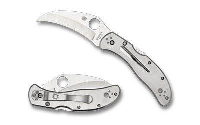 Spyderco Harpy Clipit Folding Knife, 2.75" Hawkbill Blade, VG-10 Steel, Stainless Handle, Back Lock C08P
