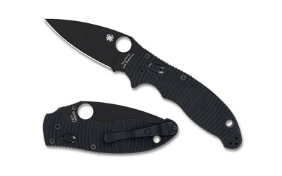 Spyderco Manix 2 Salt Folding Knife 3.37" Drop Point CPM MagnaCut Blade DLC Finish Black G-10 Handle Ball Bearing Lock C101GMCBKP2