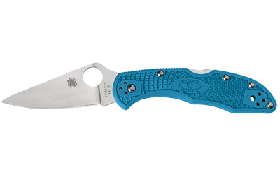 Spyderco Delica 4 Folding Knife 2.90" Flat-Ground Blade Lightweight Blue Handle C11FPBL