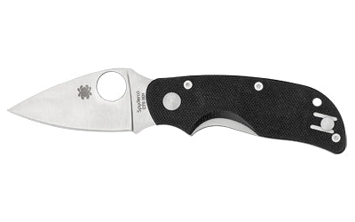 Spyderco Cat Folding Knife 2.44" Plain Edge 440C Satin Steel Black G-10 Handle C129GP