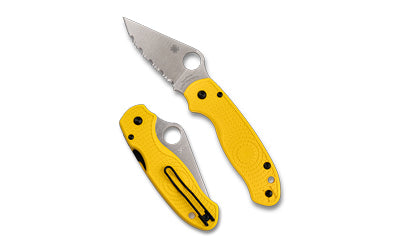 Spyderco Para 3 Salt Folding Knife, SpyderEdge Serrated, Yellow FRN Handle, CPM MagnaCut, 2.93" Blade C223SYL