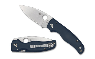 Spyderco Shaman Folding Knife, 3.58" Drop Point Blade, CPM SPY27 Steel, Blue G-10 Handle, Compression Lock C229GPCBL