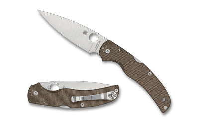 Spyderco Native Chief Folding Knife 4.08" Drop Point CPM CRU-WEAR Steel Back Lock Brown Canvas Micarta Handle C244MPCW