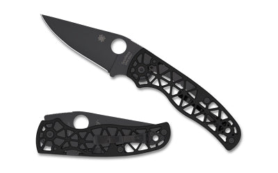 Spyderco Edgerati All-Black Folding Knife, 3.57" DLC CPM-S30V Blade, Black Aluminum Handle C266BKALBKP