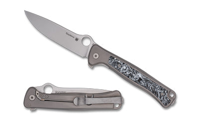 Spyderco Slym Folding Knife 3.42" Drop Point M390 Steel Stonewash Gray Titanium Handle C271TIP