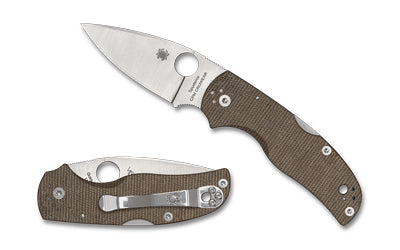 Spyderco Native 5 Folding Knife 2.95" Drop Point CPM CRU-WEAR Steel Back Lock Brown Canvas Micarta Handle C41MPCW5