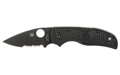 Spyderco Native 5 Folding Knife 2.95" Black Blade Lightweight Partially Serrated Black Handle C41PSBBK5