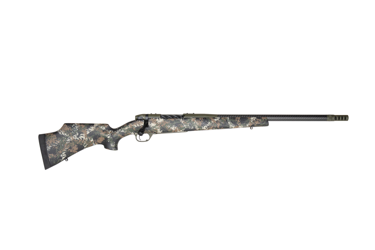 Weatherby MCC01N25RWR4B Mark V Carbon Compact 25 WBY RPM 3+1 22" +2" Carbon Fiber BSF Threaded Barrel, OD Green Cerakote Steel Drilled & Tapped Receiver, Black w/Brown, Green & White Sponge Accents Mo