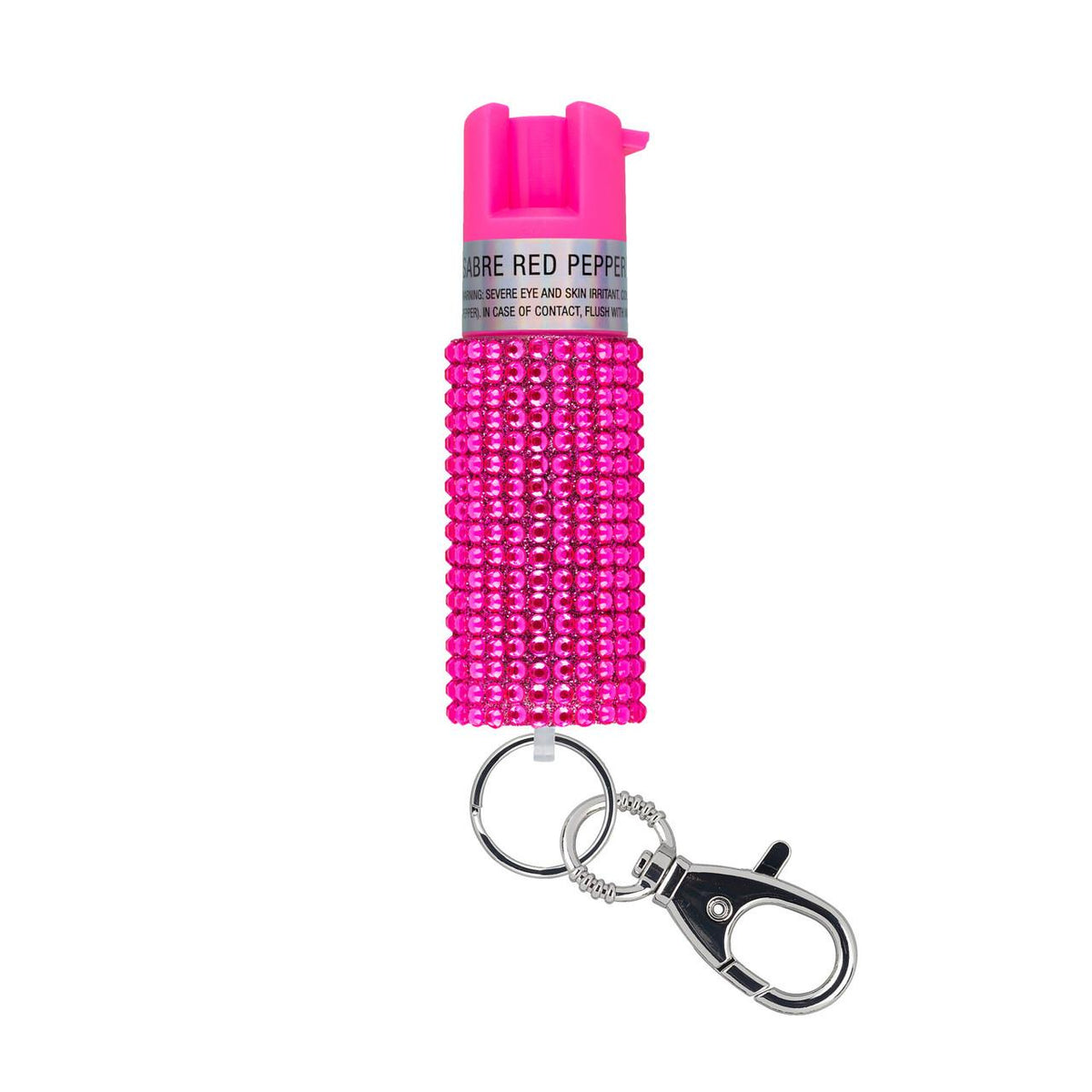 Sabre Jeweled Pepper Spray with Snap Clip Key Ring Pink