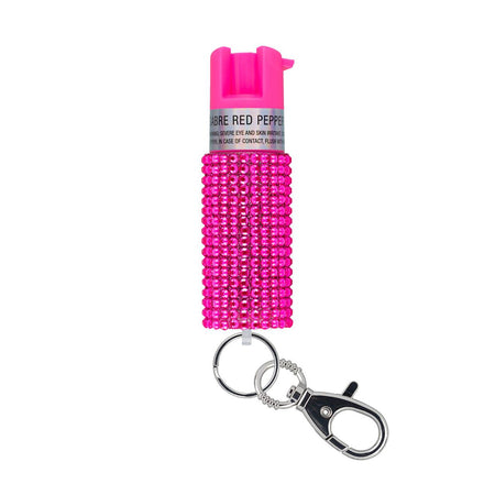 Sabre Jeweled Pepper Spray with Snap Clip Key Ring Pink