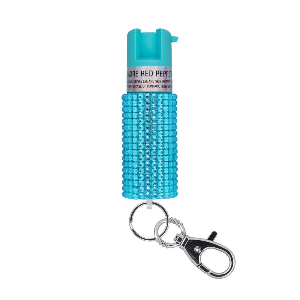 Sabre Jeweled Pepper Spray with Snap Clip Key Ring Teal