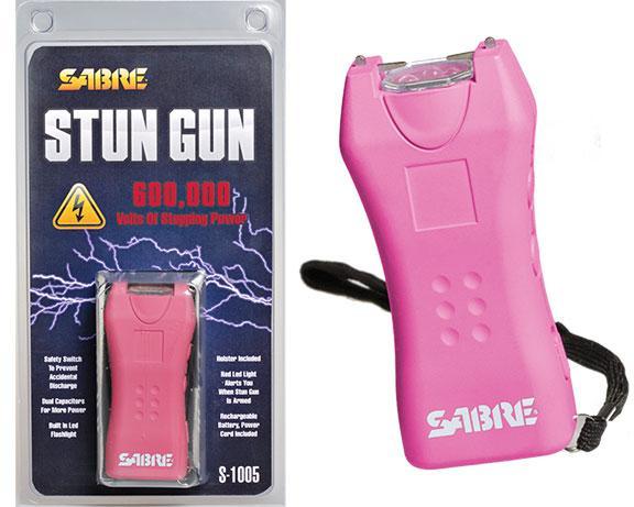 Sabre 600000 Volt Mini Stun Gun with LED Flashlight - Pink