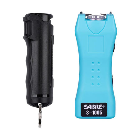 Sabre Pepper Spray and 2-in-1 Stun Gun with Flashlight Multi-Range Protection Pack Black/Teal