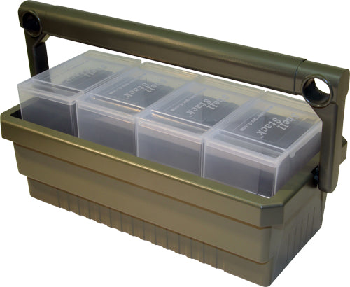 MTM Shotshell Box Caddy with 4 Clear 25-Round Shotshell Boxes
