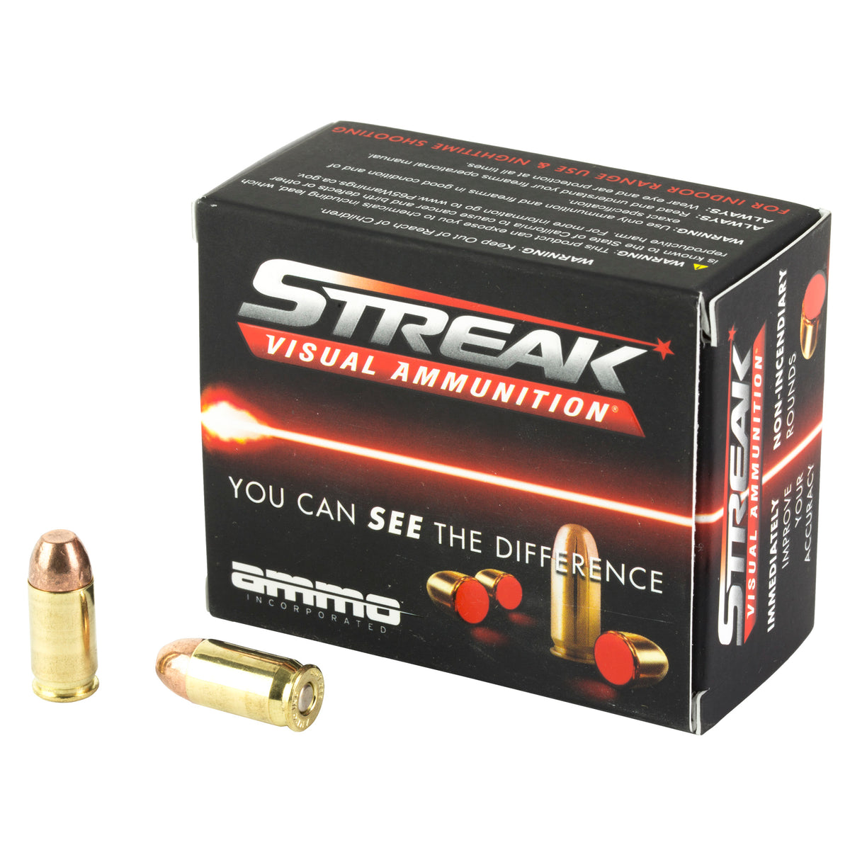 Streak Visual Ammunition Tracer .380 ACP/Auto 90 gr TMC ammo