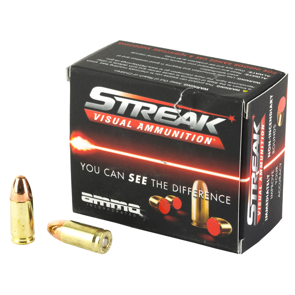 Ammo Inc Streak Visual (RED) Tracer 9mm Luger / Parabellum 115 gr TMC ammo