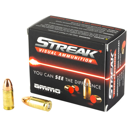Streak 9124TMCSTRKRED Streak Visual (RED) Tracer Total Metal Jacket TMJ 124 Grain 9mm Luger/Parabellum