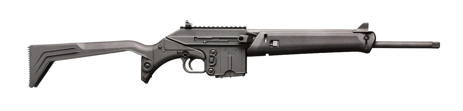 Kel-Tec SU16CBLK SU-16 Sport Utility Carbine 5.56x45mm NATO Caliber with 16" Barrel, 10+1 Capacity, Black Parkerized Metal Finish, Black Underfolding with Storage Compartment Stock Right Hand