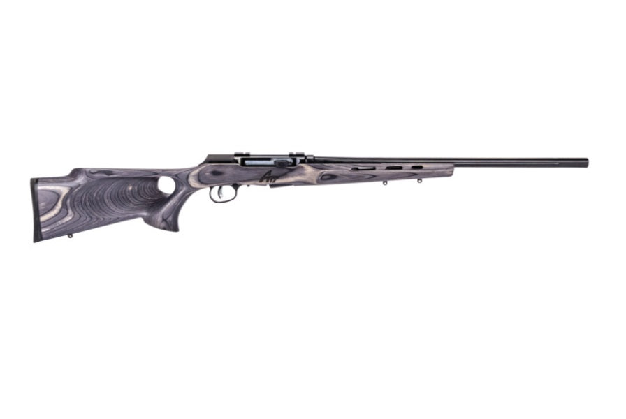 Savage Arms 47005 A17 Target Full Size 17 HMR 10+1 22" Black Heavy Fluted Barrel, High Luster Drilled & Tapped Carbon Steel Receiver, Satin Gray Thumbhole Laminate Stock, Right Hand