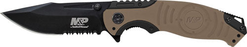 S&W M&P Index Flipper Folding Knife 3.5" Black/Desert Tan Clip Point