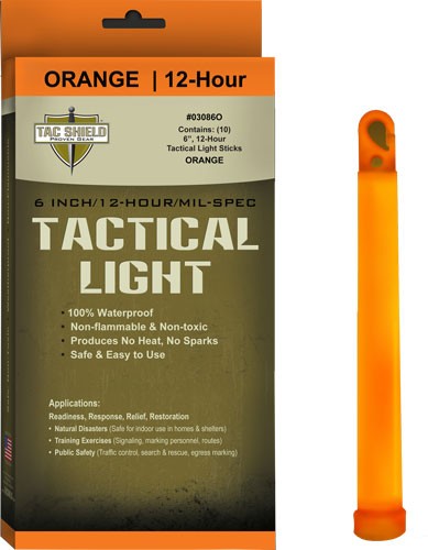 Tac Shield 12-Hour 6" Orange Tactical Light Sticks 10-Pack