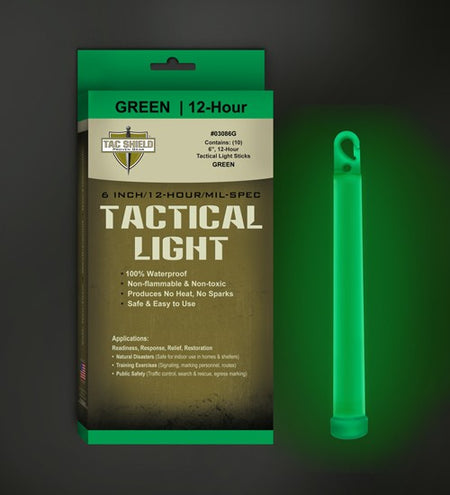 Tac Shield 12-Hour 6" Green Tactical Light Sticks 10-Pack