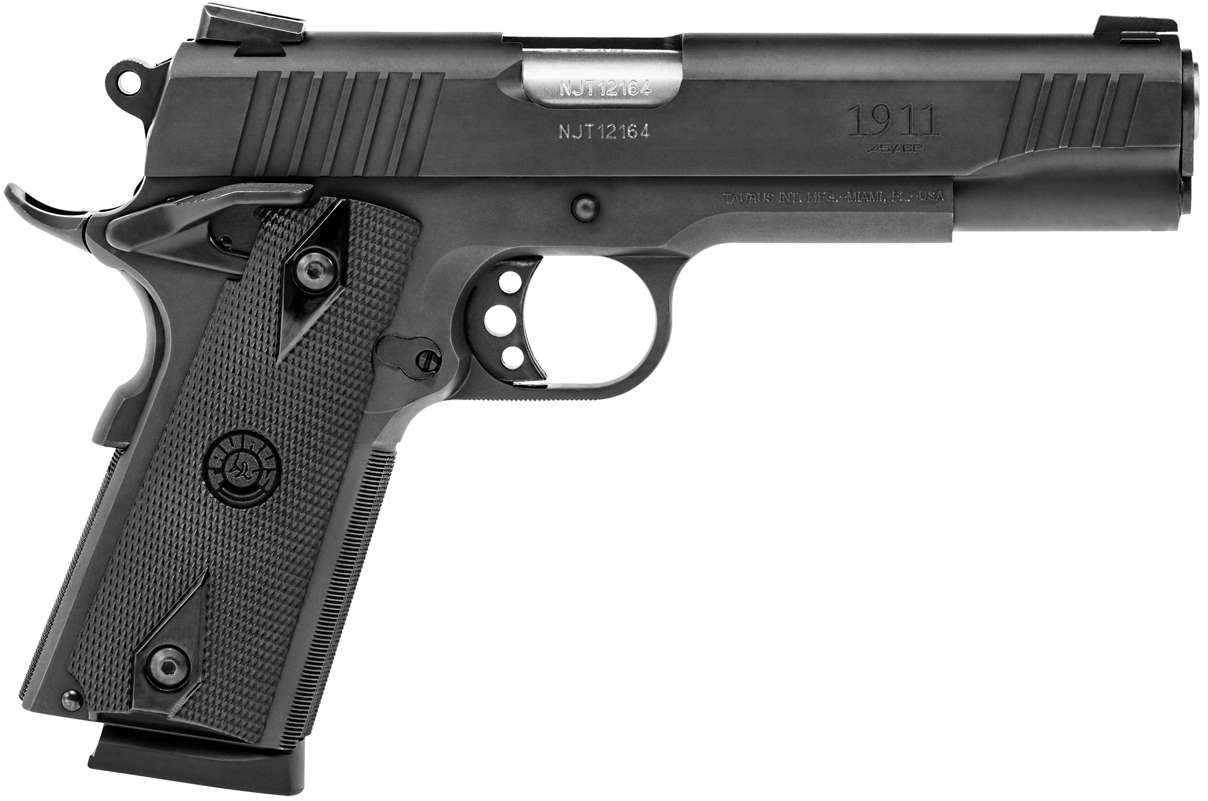 Taurus 1-191101FS 1911 Full Size 45 ACP 8+1 5" Matte Stainless Steel Barrel, Matte Black Serrated Steel Slide & Frame, Black Checkered Polymer Grip, Right Hand