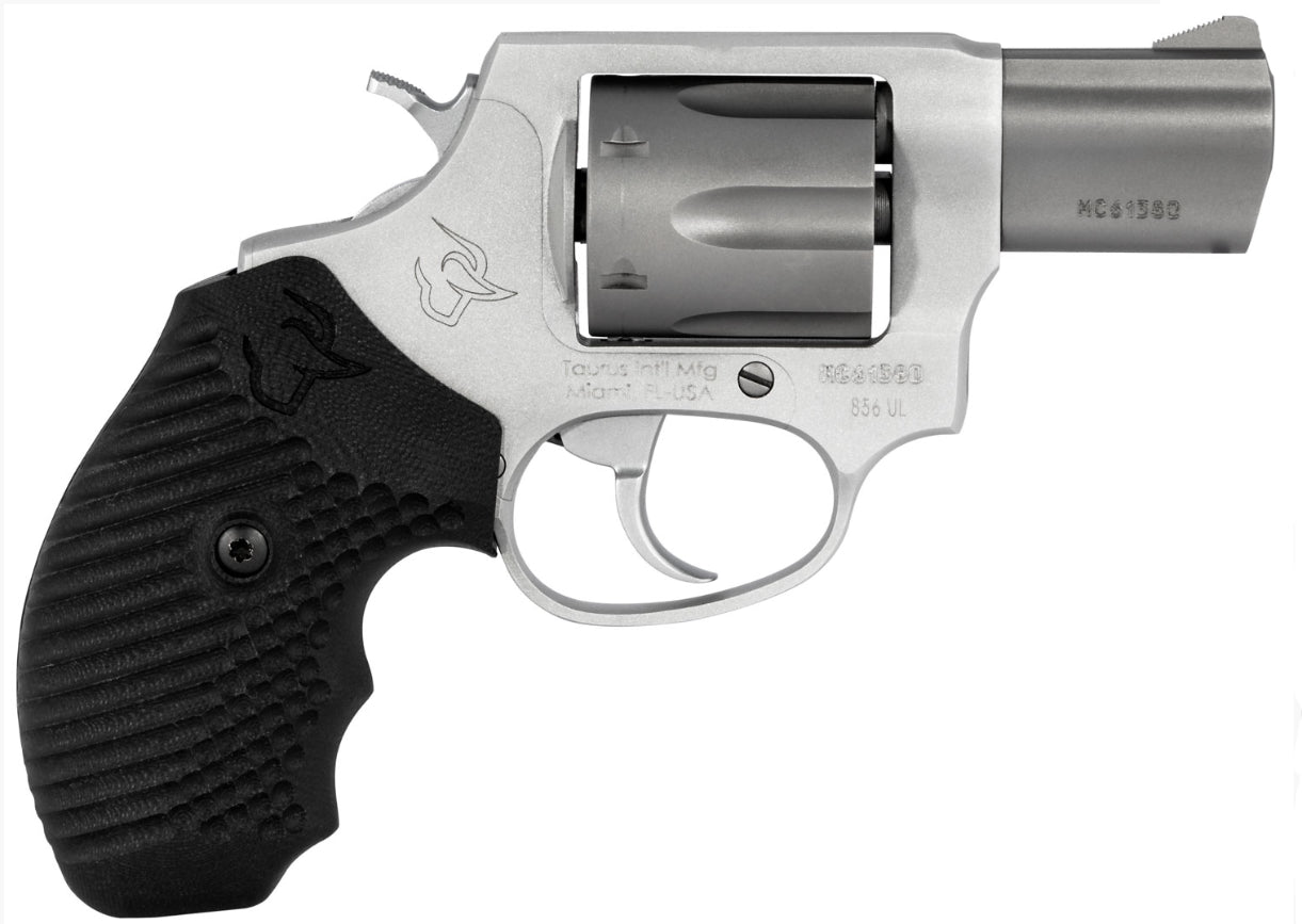 Taurus 2-856029ULVZ06 856 Ultra-Lite Small 38 Special +P 6 Shot 2" Matte Stainless Alloy Steel Barrel & Cylinder, Matte Stainless Aluminum Frame, Black Operator II Grip, Exposed Hammer