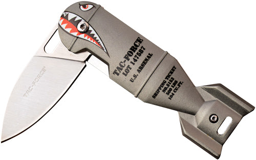 Tac-Force 2.25" Drop Point Folder Grey Shark Bomb Handle/Stainless