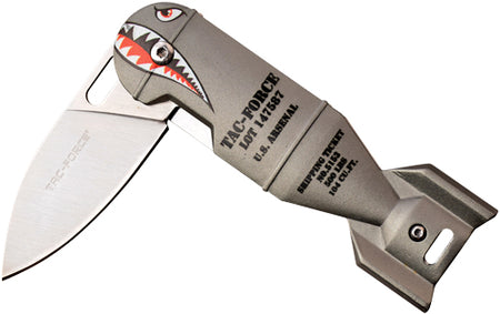 Tac-Force 2.25" Drop Point Folder Grey Shark Bomb Handle/Stainless